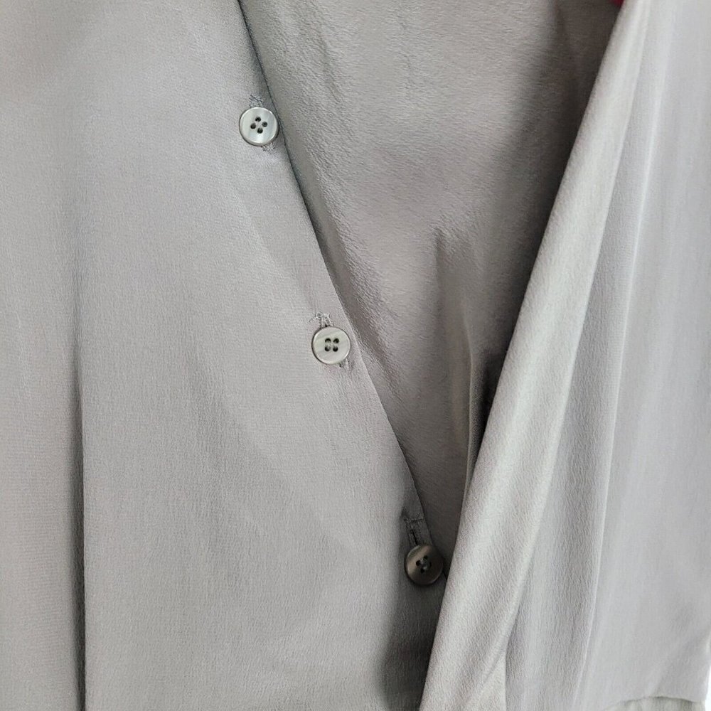 Vintage Talbots 100% Silk Faux Wrap Dress Sz 10 Taupe Short Sleeves Career READ - Picture 7 of 14